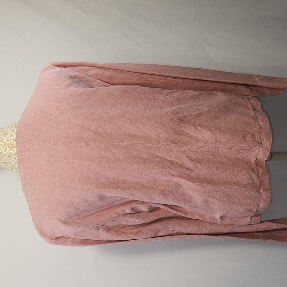 J Jill Women's SZ M Pink Linen Blend Foxglove Long Sleeve Button Up Jacket City - Picture 8 of 14